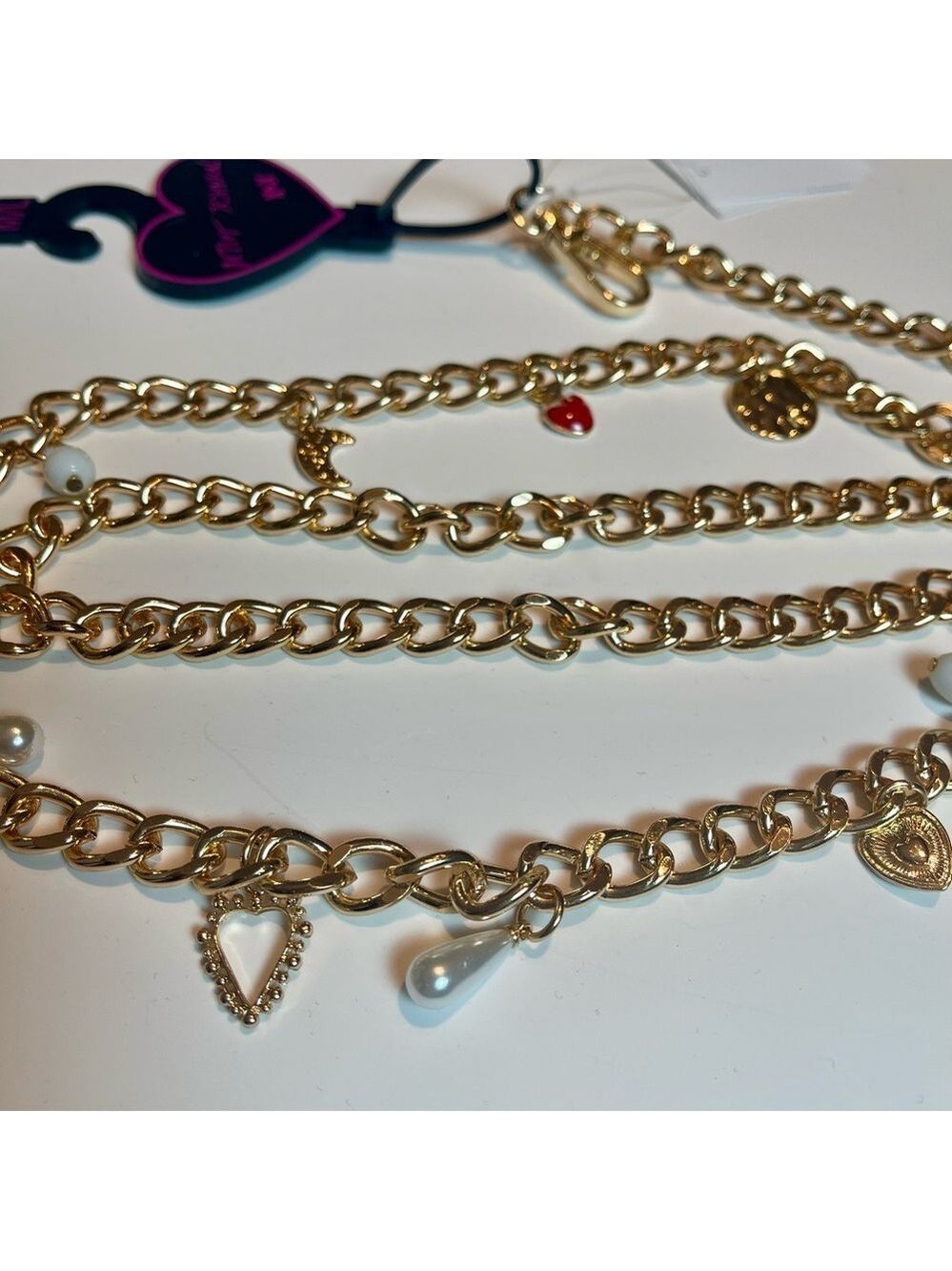 Betsey Johnston Gold-Tone Chain Belt with Charms Sz M/L - Picture 3 of 8